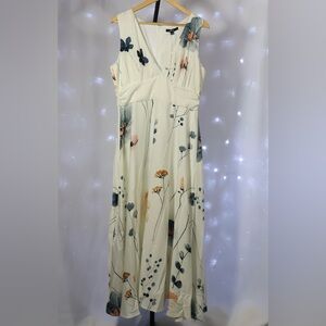 Elegant Floral Maxi Dress in Cream and Blue